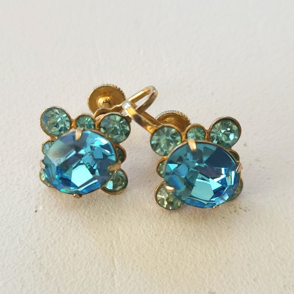 Vintage Ocean blue earrings - Picture 2 of 5